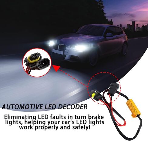 BESULEN 2 قطعة 9006/HB4 طقم مقاوم LED للسيارة، 50 وات 6 أوم مصباح أمامي للسيارة مضاد للوميض، فك رموز الأخطاء التلقائية للضباب، مصباح إشارة الانعطاف التلقائي، محول سرج مقاوم الحمل، ملحقات السيارات العالمية in Saudi Arabia