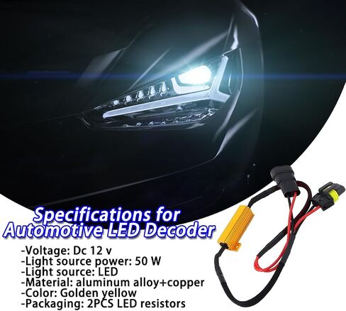 BESULEN 2 قطعة 9006/HB4 طقم مقاوم LED للسيارة، 50 وات 6 أوم مصباح أمامي للسيارة مضاد للوميض، فك رموز الأخطاء التلقائية للضباب، مصباح إشارة الانعطاف التلقائي، محول سرج مقاوم الحمل، ملحقات السيارات العالمية in Saudi Arabia
