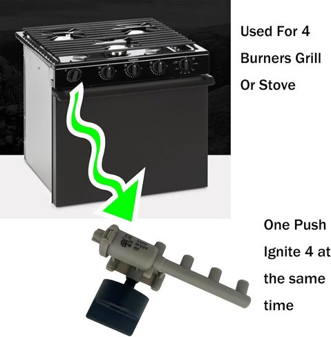MENSI Push Button Piezo Ignitor Kit for RV Stove Range, 3 Burner, 4 Burner Camp Stove Atwood, Wedgewood, Dometic, Suburban, Magic Chef, Garystone (4 Outlets Igniter Kit) in Kuwait