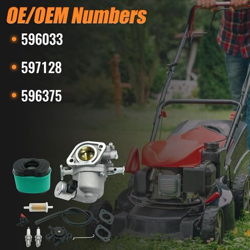 المكربن ​​596033 597128 596375 مناسب لمحرك بريجز وستراتون 40U777 40U877 44U577 44U677 44U877 44N777 44J677 44N877 44U577، مع صمام إيقاف الوقود وفلتر الهواء 792105 in Kuwait