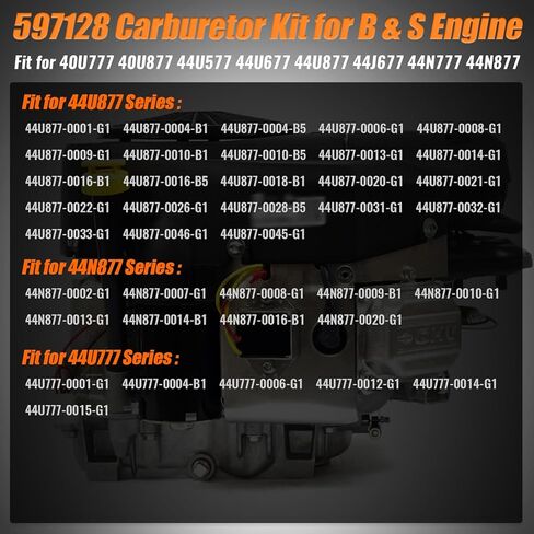 المكربن ​​596033 597128 596375 مناسب لمحرك بريجز وستراتون 40U777 40U877 44U577 44U677 44U877 44N777 44J677 44N877 44U577، مع صمام إيقاف الوقود وفلتر الهواء 792105 in Kuwait