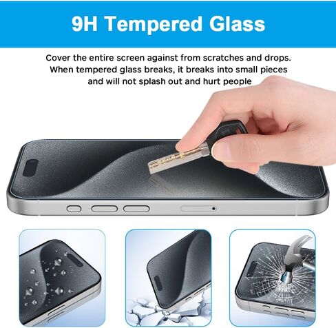 GLASS-M [عبوة من قطعتين] واقي شاشة للخصوصية لهاتف iPhone 15/iPhone 15 Pro، غطاء شاشة من الزجاج المقوى المضاد للتجسس، طبقة واقية صديقة للحافظة، متوافق مع Dynamic Island in Kuwait