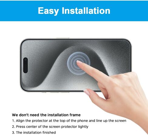 GLASS-M [عبوة من قطعتين] واقي شاشة للخصوصية لهاتف iPhone 15/iPhone 15 Pro، غطاء شاشة من الزجاج المقوى المضاد للتجسس، طبقة واقية صديقة للحافظة، متوافق مع Dynamic Island in Kuwait