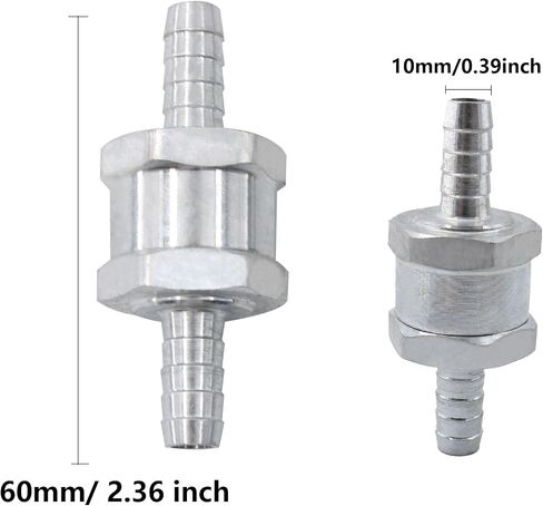 PSON 2PCS 3/8 Inch Aluminium Alloy Fuel Check Valve, Non Return One Way Check Valve for Fuel Line Oil Petrol Diesel Gasoline Water, Silver in Saudi Arabia