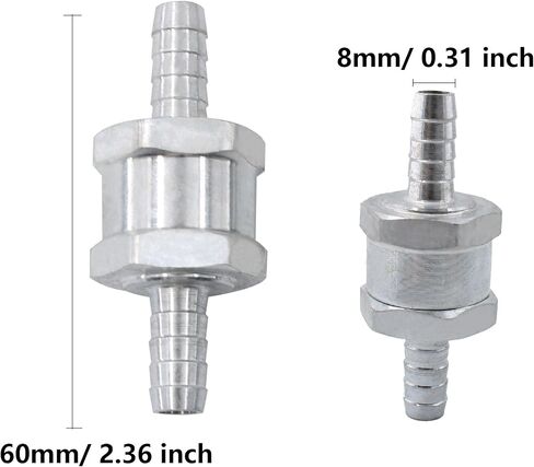 PSON 2PCS 3/8 Inch Aluminium Alloy Fuel Check Valve, Non Return One Way Check Valve for Fuel Line Oil Petrol Diesel Gasoline Water, Silver in Saudi Arabia