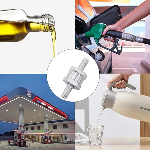 PSON 2PCS 3/8 Inch Aluminium Alloy Fuel Check Valve, Non Return One Way Check Valve for Fuel Line Oil Petrol Diesel Gasoline Water, Silver in Saudi Arabia