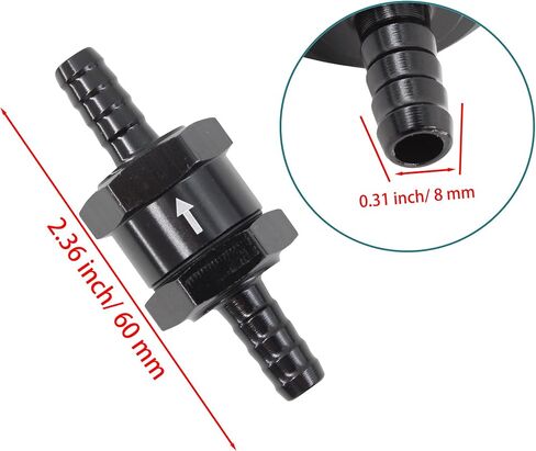 PSON 2PCS 3/8 Inch Aluminium Alloy Fuel Check Valve, Non Return One Way Check Valve for Fuel Line Oil Petrol Diesel Gasoline Water, Silver in Kuwait