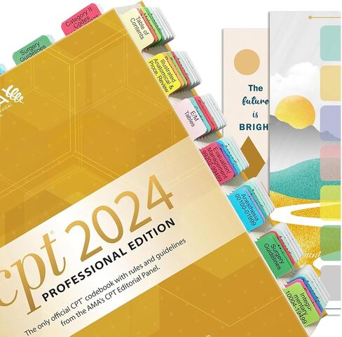 علامات تبويب الفهرس للإصدار الاحترافي CPT 2024 (AMA)، ترقية 60 علامة كتاب، مرمزة بالألوان مع بطاقة المحاذاة وورقة أرقام الصفحات والإشارة المرجعية، مغلفة متينة، الكتاب غير متضمن in Kuwait