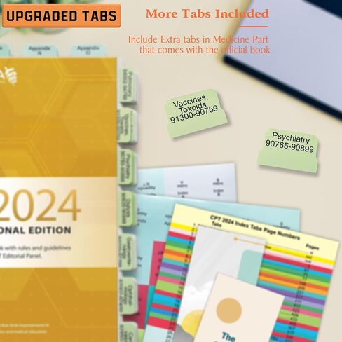 علامات تبويب الفهرس للإصدار الاحترافي CPT 2024 (AMA)، ترقية 60 علامة كتاب، مرمزة بالألوان مع بطاقة المحاذاة وورقة أرقام الصفحات والإشارة المرجعية، مغلفة متينة، الكتاب غير متضمن in Kuwait