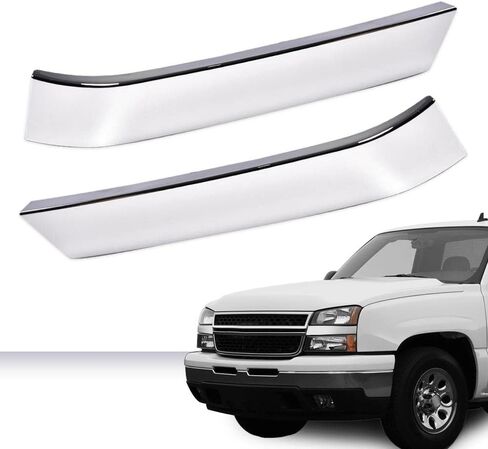 PIT66 Grille Trims Set, Compatible with 2003-2007 Chevy Silverado, LH RH Driver & Passenger Side, 2 Pcs, (Black) in Saudi Arabia
