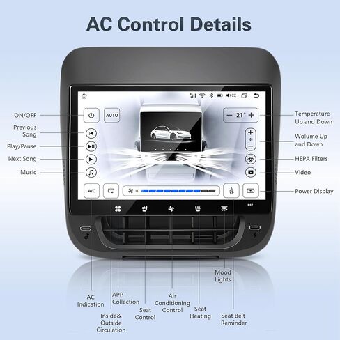 Aekegrep-Tesla Rear Screen for Tesla Model 3 2017-2023 and Model Y 2019-2024 7.2-inch IPS Touch Screen with AC Control for seat Heating and air Conditioning Temperature Mediation. in Saudi Arabia