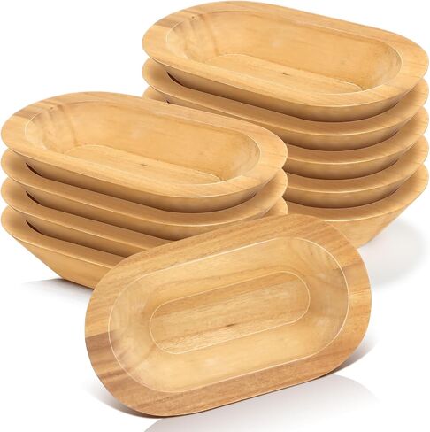 10 Pack Wooden Dough Bowls Bulk Rustic Dough Bowls Hand Carved Wood Bowl Dining Room Paulownia Bowls for DIY Home Crafts Making Farmhouse Fruits Supplies Decoration in Saudi Arabia