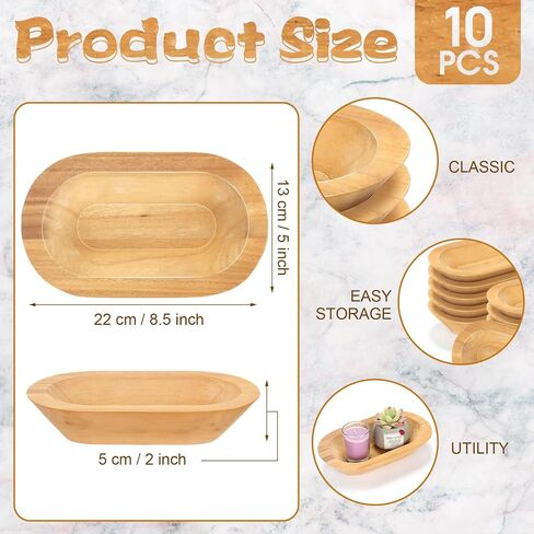 10 Pack Wooden Dough Bowls Bulk Rustic Dough Bowls Hand Carved Wood Bowl Dining Room Paulownia Bowls for DIY Home Crafts Making Farmhouse Fruits Supplies Decoration in Saudi Arabia