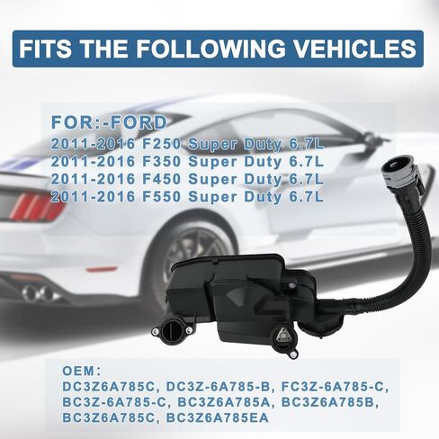 Oil Separator Assembly fit for:-Ford 2011-2016 F250 F350 F450 F550 Super Duty 6.7L V8, Diesel PCV CCV Oil Separator Replace #DC3Z6A785C BC3Z6A785A in Saudi Arabia