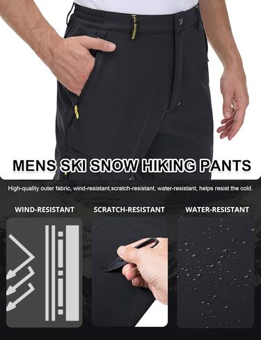 MAGCOMSEN Men's Winter Pants 5 Zip Pockets Snow Ski Pants Fleece Lined Water Resistant Hiking Pants in Saudi Arabia