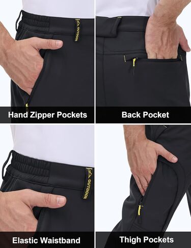 MAGCOMSEN Men's Winter Pants 5 Zip Pockets Snow Ski Pants Fleece Lined Water Resistant Hiking Pants in Saudi Arabia