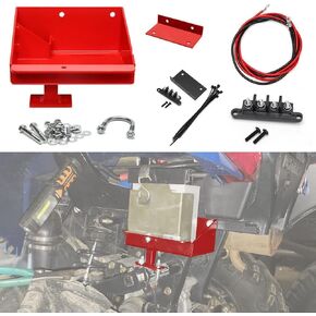 Canitu Battery Relocate Kit,Aluminum Battery Box Tray Wires Replacement Battery Box Relocation Kit, Battery Box, Wires, Remote Battery Terminals for Polaris Sportsman 450 570 2014-2021 (BLACK)