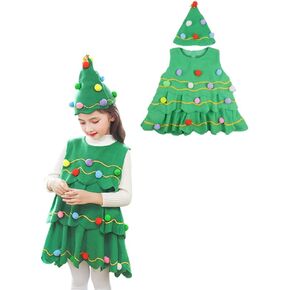 AGQT Girls Christmas Tree Costume Xmas Party Tutu Dress with Hat Size 1-11T