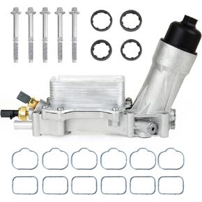 926-959 926-876 Aluminum Oil Cooler Filter Housing with Kit Oil Cooler Gaskets and Sensors Compatible With 2011-2016 Chrysler 200 300 Charger Challenger Journey Wrangler Ram ProMaster 3.6L