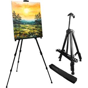 RRFTOK Art Painting Display Easel Stand,72Inches Portable Adjustable Metal Tripod with Artist Easels for Canvases Height from 22-72"for Table-Top/Floor Paint and Displaying,Black