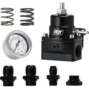 Fuel Pressure Regulator Kit 3-70PSI with AN8 Feed Port and AN6 Return Port (black)