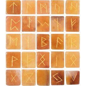 Tiger Eye Runes Crystal Rune Stones Set 25Pcs Elder futhark Viking Gemstone Reiki Healing Golden Engraved Runic Alphabets Divination Meditation Spiritual Gifts for Women Witchcraft Supplies
