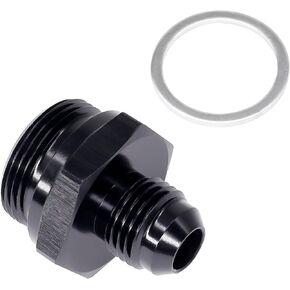 Fitting Adapter 6AN Male Flare to 5/8-20 Male Thread with Sealing Washer, Used for Carb Carburetor Fuel Inlet, T6061 Aluminum, Black Anodized