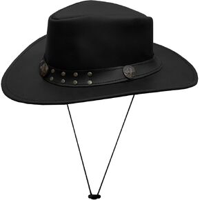 Brown Leather Cowboy Western Hat for Men and Woman Felt Studded Steampunk Hat Deadman Top Hat for Halloween