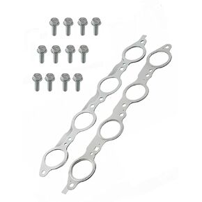 LS MLS Exhaust Manifold Header Gasket Pair with Bolts, Compatible with Chevy GMC Cadillac Pontiac LS1 LS2 LS3 4.8L 5.3L 5.7L 6.0L 6.2L, 12617944 551696, Fits Silverado Sierra Suburban 1997-2018