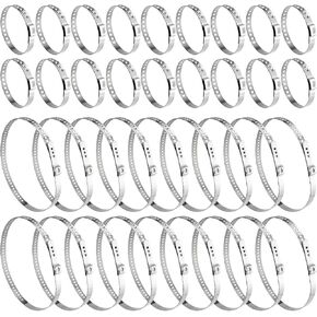 36 Pack CV Boot Clamps, 304 Stainless Steel Crimp Bands, CV Joint Boot Crimp with Adjustable Ear Type, Drive Shaft Axle Boot Clamp for Steering Gear Gaiters, 2 Size