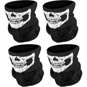 Enicgic 4Pcs Skull Mask Gaiter Mask Headwear Bandana Halloween Mask Balaclava Breathable Face Masks Neck Gaiter Scarf for Motocycle Riding, Running