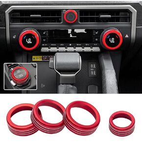 JKCOVER متوافق مع 2024 2025 Toyota Tacoma و2025 Toyota 4Runner مع 14 بوصة شاشة وحدة تحكم مركزية زر مقبض غطاء حلقات مكيف الهواء مفتاح تيار متردد أغطية صوت ملحقات سبائك الألومنيوم (أحمر، 4 قطع) in Kuwait