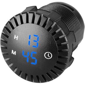 Car LED Display Clock, 12V/24V Mini Digital Clock Gauge Touch Clock LED Display Waterproof Automotive Car Digital Clock for Auto Motorcycle Ships SUV (Blue Light)