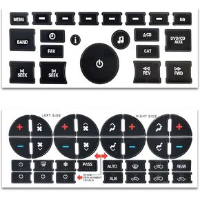 2 PCS AC Dash Button Repair Kit, Best for Fixing Ruined Faded AC & Radio Control Buttons Decal Stickers Replacement, Vehicle Interior Accessories for Car SUV Van Truck