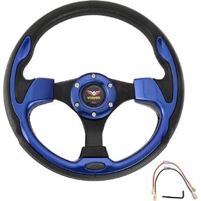 12.5 inch Golf Cart Steering Wheel for Yamaha, for Club Car DS Precedent Tempo, EZGO TXT RXV, Universal Cool Racing Steering Wheel (Red)