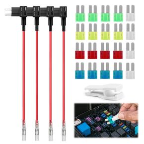Fuse Tap Automotive 12V, 4 Types Car Add a Circuit Fuse Tap, Standard Mini Micro2 and Low Profile Mini Fuse Taps, 12V ATO ATC ATM APM Fuse Holder Jumper for Cars Trucks Boats (Mini)