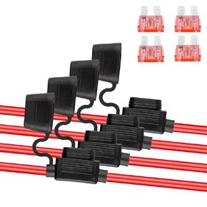 4PCS Inline Fuse Holder, 10 Gauge in Line Blade Fuse Holders with 12V 40 AMP Inline Fuse, Professional ATC Standard Car Automotive Marine Waterproof Fuse Holder