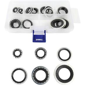 1 PC Air Conditioner Compressor Port Sealing Gasket Kit, Durable High Temperature A/C Gasket Combination, Screw Washer Repair Box, Compatible with Buick Cars (Red)