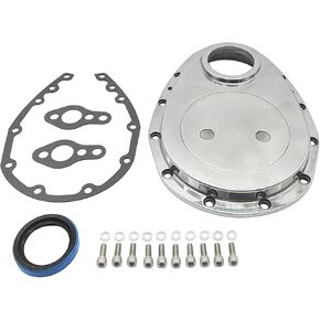SBC Polished Aluminum Timing Chain Cover Kit Fits SB Chevy 283 305 327 350 383 400