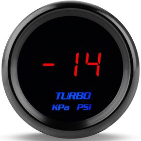 WATERWICH 2" 52mm Turbo Boost Gauge KPA/PSI Red for Car Truck Marine Vehicle Boat Automotive