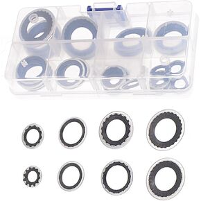 30 PCS Car Air Conditioning Compressor Repair Gasket Combination Kit, Multi-specification High Temperature Resistant Seals, Multi-function Cooling Pump Gaskets, Universal for Cars (Black)