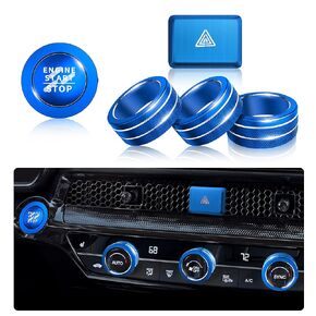 6pcs Air Conditioning Knob Covers, Hazard Warning Lights Button Cover, Push Start Button Cover Trim Ring -Interior Accessories for Honda Accord, HRV, CRV, Civic 2025 2024 2023 2022 (Bling)