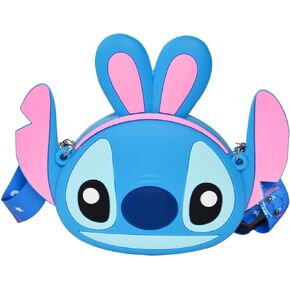 Stitch Crossbody Bag with Adjustable Shoulder Strap and Stickers, Handbag with Zipper Cute Anime Stitch Coin Wallet Purse Shoulder Bag Coin Pouch Accessories Money Bag for Students Teens Girls Boys