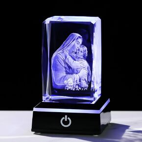 First Communion Gifts for Girls, 3D Engraving Crystal Praying Girl Figurine First 1st Communion Veil Decoration, Baptism Gifts for Girls Catholic