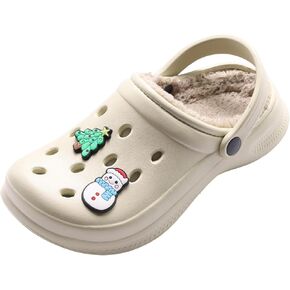 Fur Lined Clogs for Kids Boys Fuzzy Clogs Girls Fleece Lined Clogs Toddler Winter Warm Slip-on Clogs Cute Lightweight House Slipper