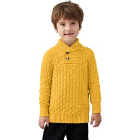Arshiner Boys Crewneck Long Sleeve Textured Ribbed Edge Pullover Sweaters Button Up Knitted Sweater Tops