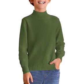 Haloumoning Boys Turtleneck Sweater Kids Fashion Long Sleeve Knit Pullover Sweaters 5-14 Years