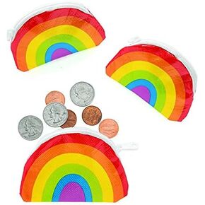 Fun Express Rainbow Coin Purses - Apparel Accessories - 12 Pieces
