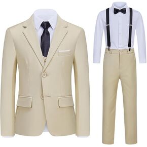 Kids Suits for Boys 7 Pieces Formal Suit Boys Dress Shirts Ring Bearer Outfit Slim Fit Dresswear Suit