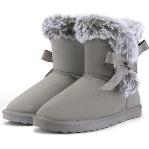 K KomForme Girls Kids Snow Boots Warm Fur Lined Slip On Outdoor Winter Shoes Lightweight Comfy（Little/Big Kids）
